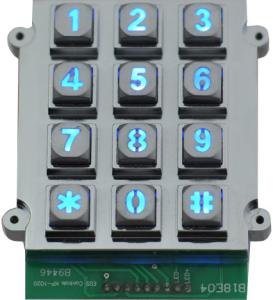 China Ruggedized Backlit 12 Keys Keypad Vandal Resistant Keypad Dot Matrix on sale