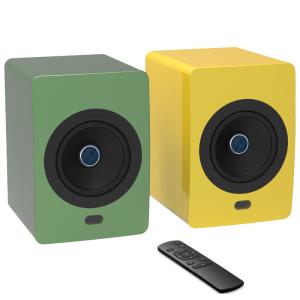 China Powered Bookshelf Speakers with Built-in Amplifier and 5.25 Drivers for Turntable, TV, PC and Wireless Music Streaming Featuring Bluetooth TWS Speakers on sale