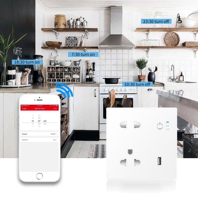 PC Fireproof 13A Smart Plug Alexa Tuya Wall Socket Security Smart Home