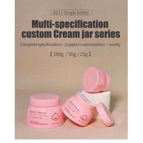 Ecofriendly Baby Cream Jar Cosmetic Pink Face Eye Plastic Jar 30ml 50ml 100ml Screw Cap Cosmetic Jars