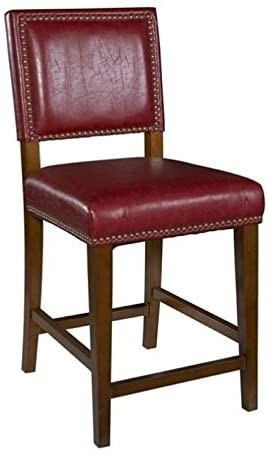 Wholesale 24&quot; Faux Leather Counter Stool , Padded Bar Chairs Red Walnut Finish Frame from china suppliers