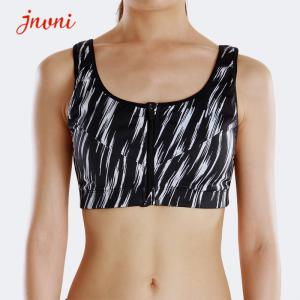 Wholesale Women High Impact Printed Yoga Sports Bra Shockproof Fitness Bra Push Up Front Zipper Sportwear from china suppliers