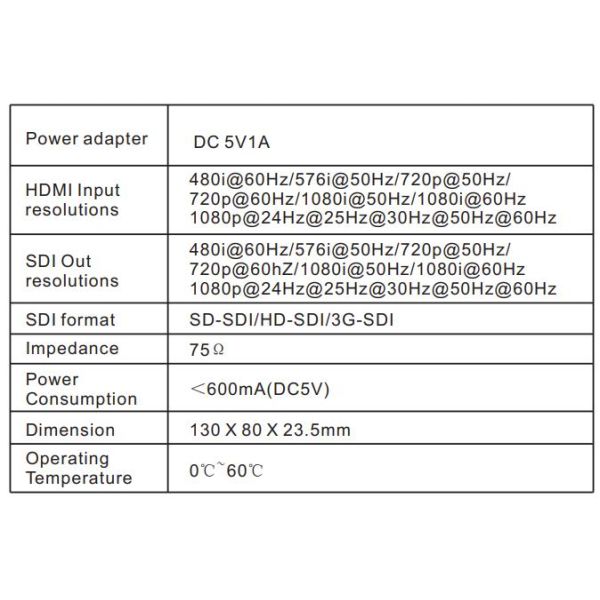 simultaneously HDMI To SDI Converter with 5V 1A Power adapter