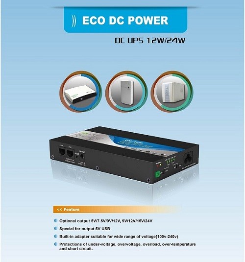 ECO Series Mini DC UPS 100-240Vac OverloadProtection High Capacity Lithium Battery