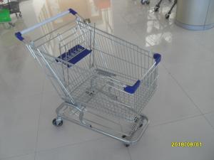Wholesale 100L Low Tray Supermarket Shopping Trolley Zinc Plated With Blue Baby Seat from china suppliers