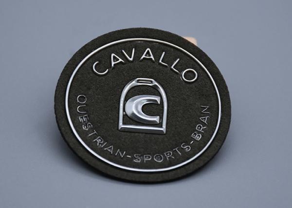 Quality Microfiber Material Embossed Patches With Custom Silver Logo for sale