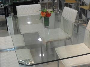China Rectangle Glass Top Table Desk , Thick Glass Table Transparent on sale