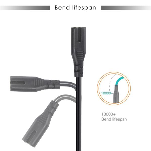 VDE Approved 1.5m EU 2Pin to IEC C7 C8 Laptop Power Cord