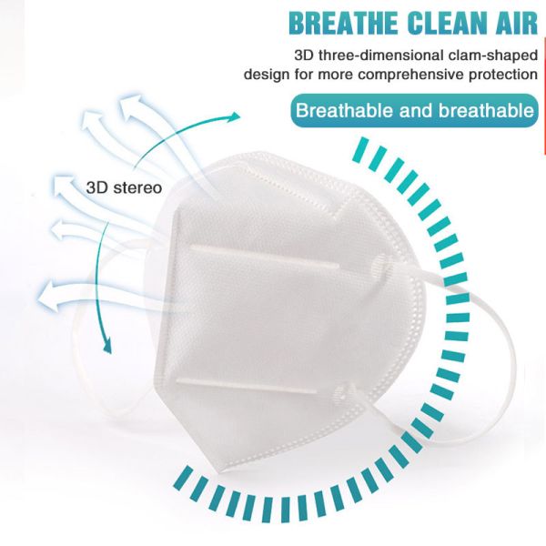 White Non Woven 5 Layers FFP2 Protection Mask