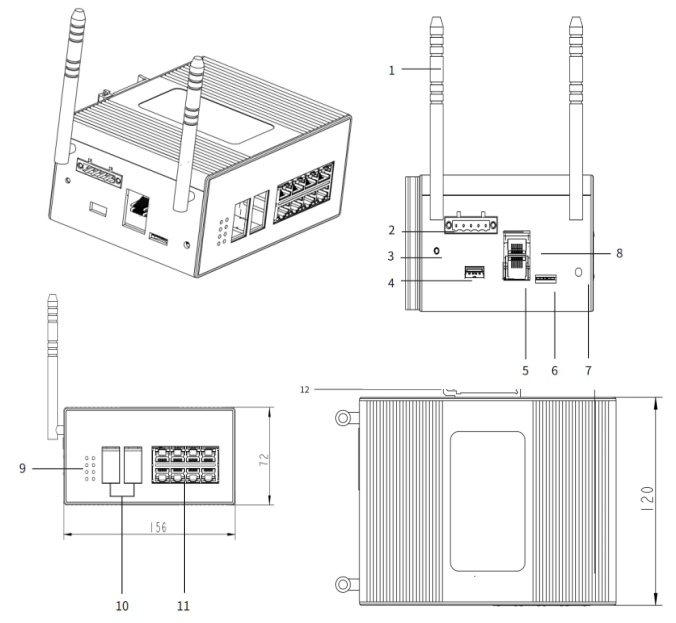 5G Router & Ethernet Switch Industrial 8 x 10/100/1000M RJ45 + 4 x 1.25G SFP + 1 x 5G