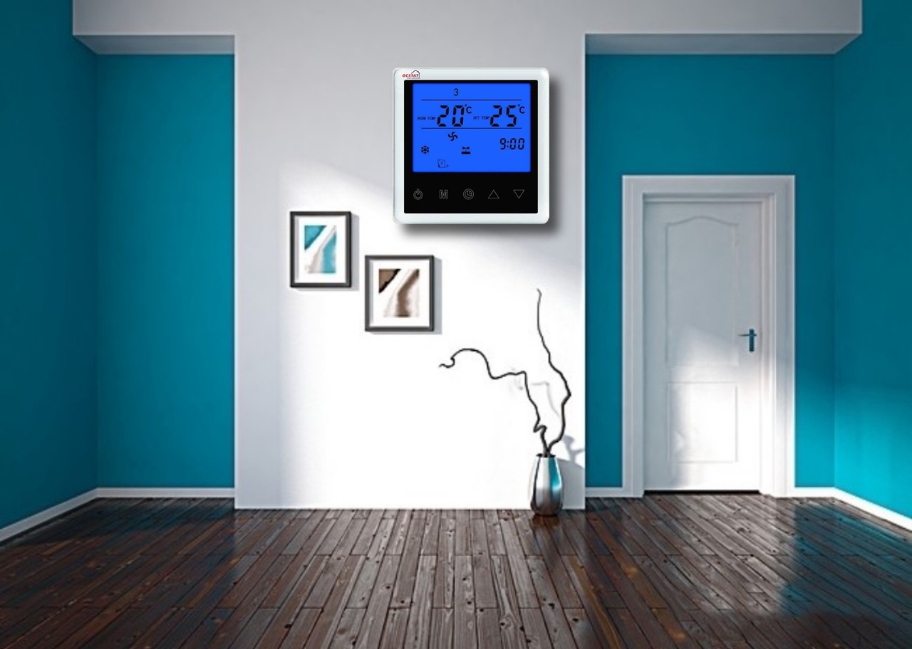 Touch Button Fan Coil Thermostat 7 Day Programmable For Kitchen / Bedroom