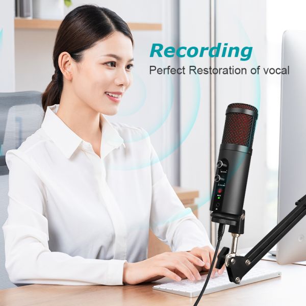 98db SNR 20Hz - 20KHz USB Microphone Kit With Adjustable Scissor Arm Stand