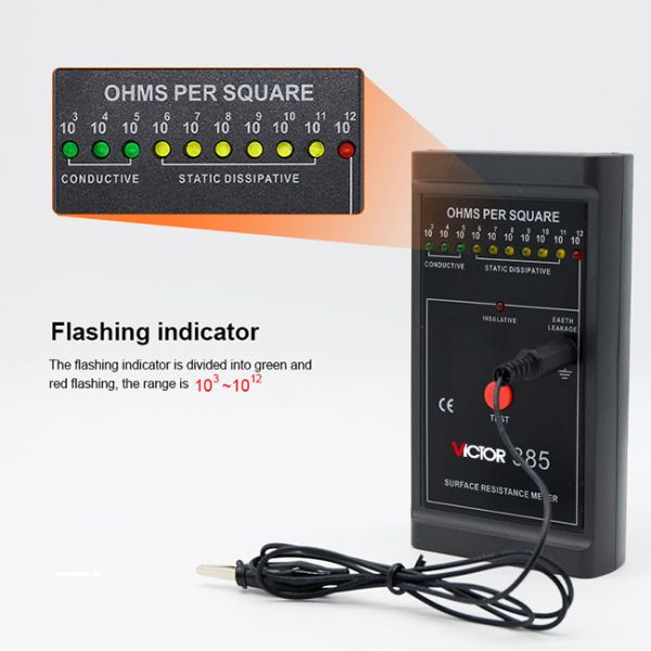 VICTOR 385 Digital Earth Resistance Tester Surface Resistance Meter ASTM Standard