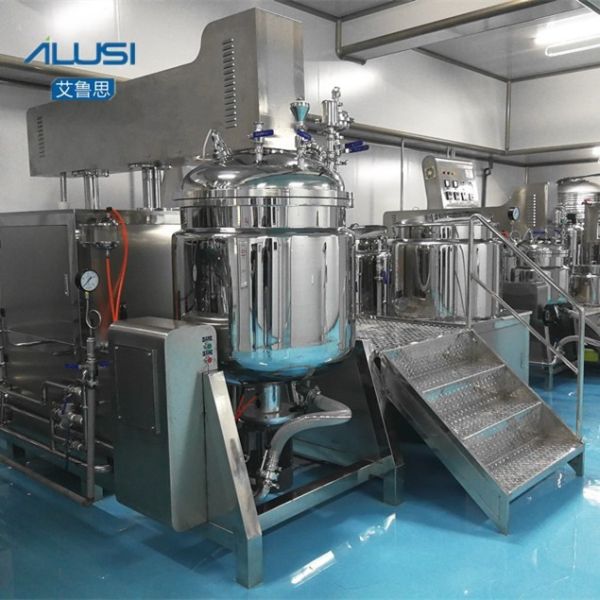Hydraulic Lifting 300L Body Lotion Homogenizer Vaseline Making Machine Vacuum Emulsifying Mixer