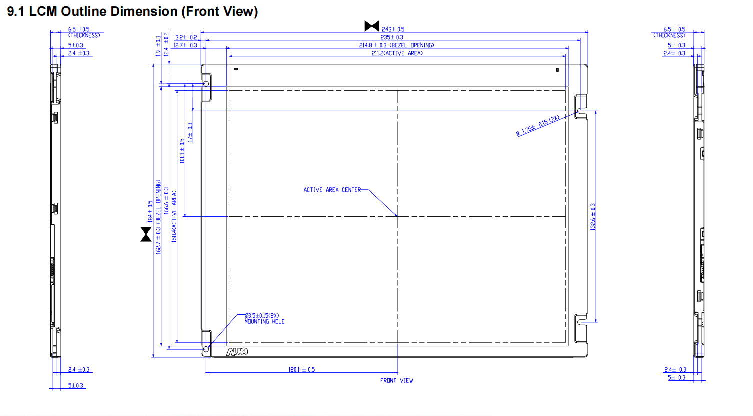 10.4 inch AUO 800X600 LVDS TFT LCD Display 400cd/m2 for Industrial