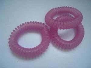 China Hand wrist coil spiral stretchable band keychain ring special transparent pink coil holder on sale