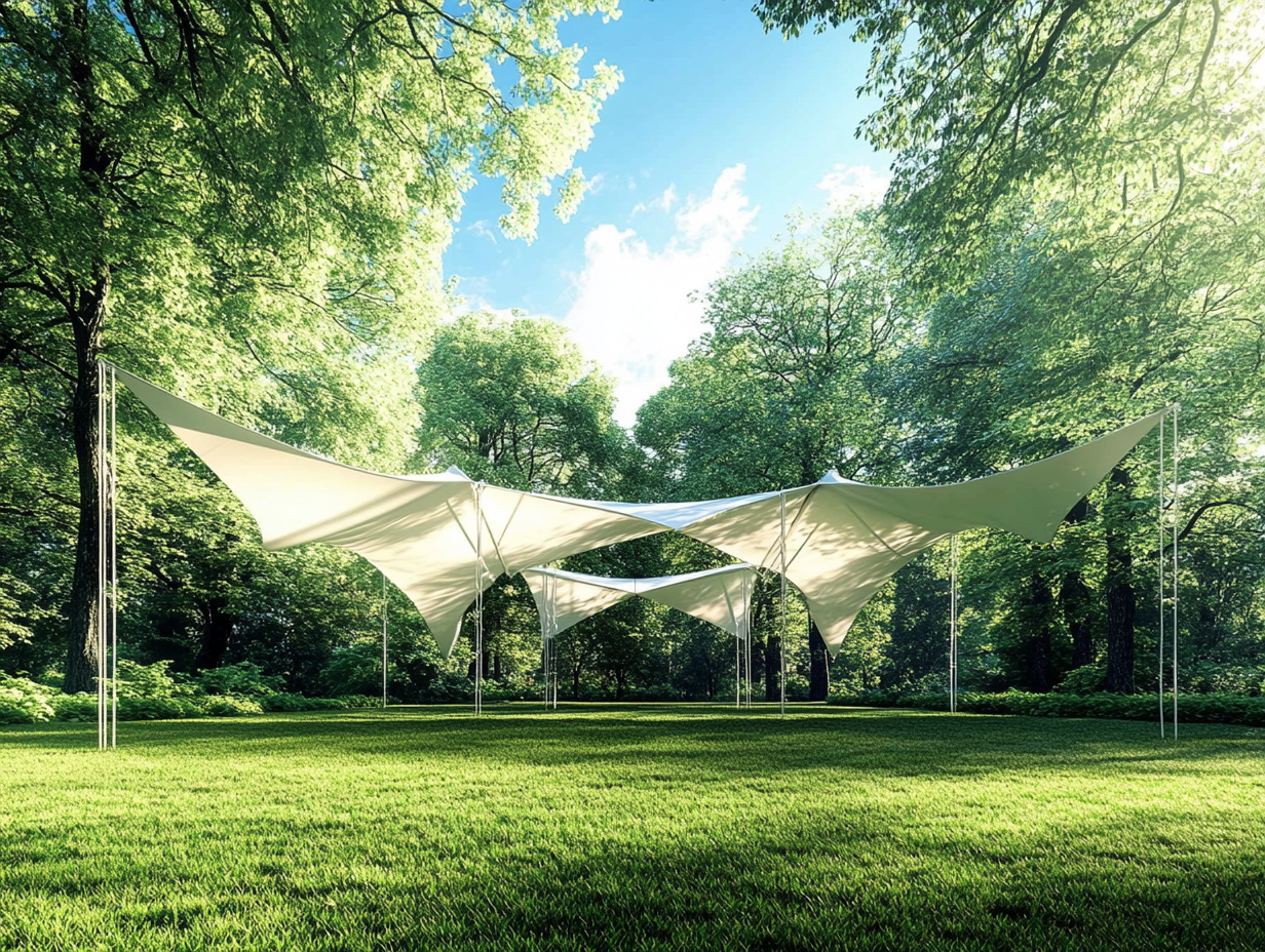 Light Steel Canopies Q235 PVDF Tensile Membrane Structure PTFE Landscape Shed