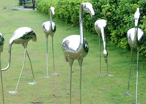 Quality Garden Decoration Polished Stainless Steel Sculpture Crane Sculpture 100cm Height for sale