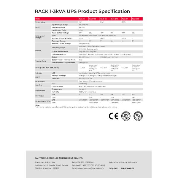 36V/72V/96V Battery Voltage On-line 1KVA 2U Rack Mounted Single Phase High Frequency Ups