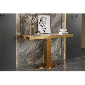 ElegaCross Insert Ceramic Marble Console Table With Sophistication