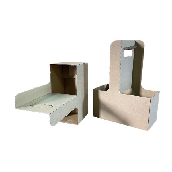 Goods in Stock Wholeasale Customized Printed Corrugated Paper 2 Coffee Cup Holder with Handle MOQ 100PCS