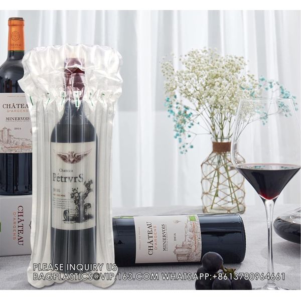 Wine Bottle Protector With Pump,Inflatable Wine Travel Bags,Air Column Cushion Packaging Wine Bags For Luggage