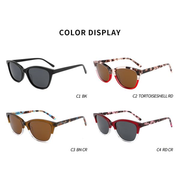 Acetate Frame UV400 Cat Eye Women Sunglasses Double Color Lightweight