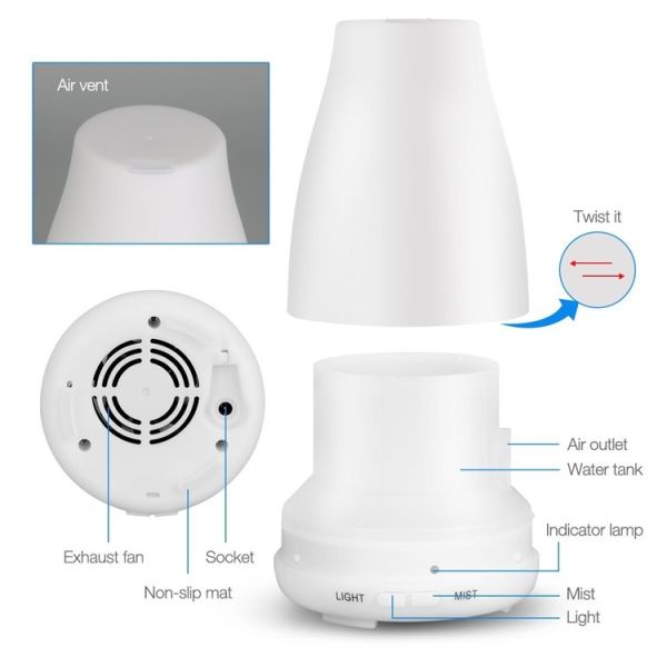 100ml Auto Off Color Changing Plastic Aroma Diffuser