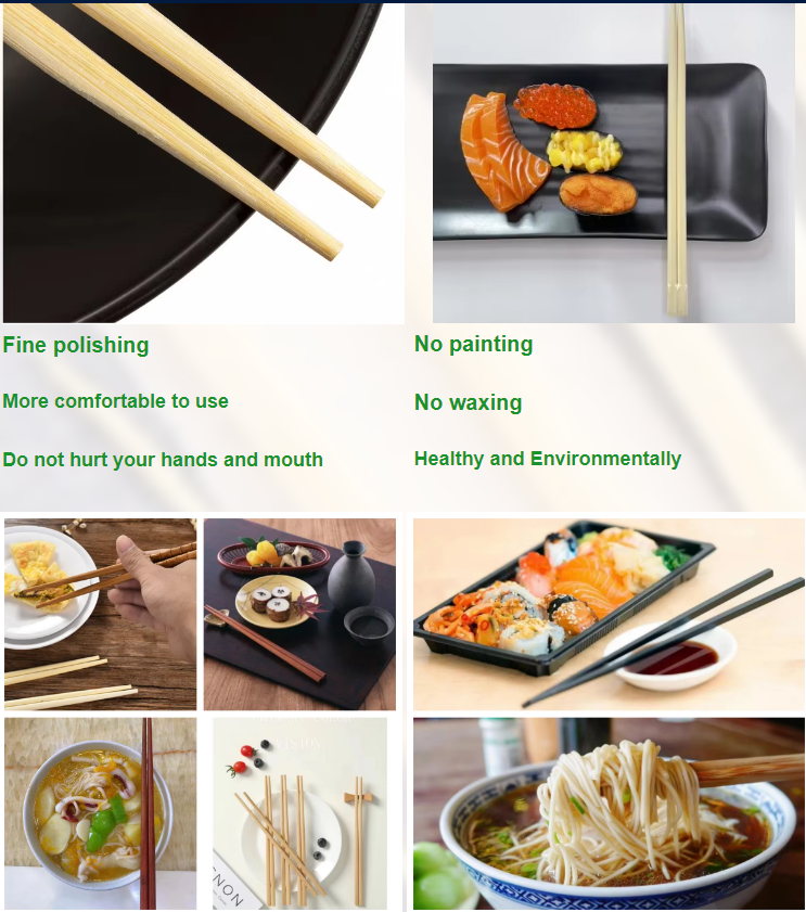 Eco-Friendly Disposable Bamboo Round Chopsticks with 200mm/225mm Length and 5.0mm Diameter for Restaurant Use