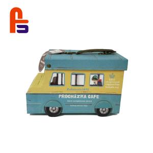 China Kids Car Shape  Flexo Printing With Handle And Lock Cardboard Suitcase Box on sale