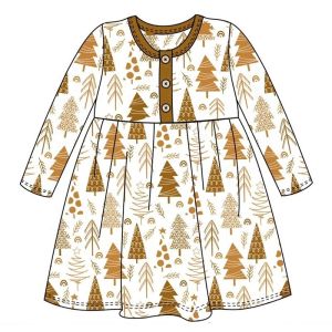 Baby infant bodysuit romper christmas tree print baby girls clothes dress