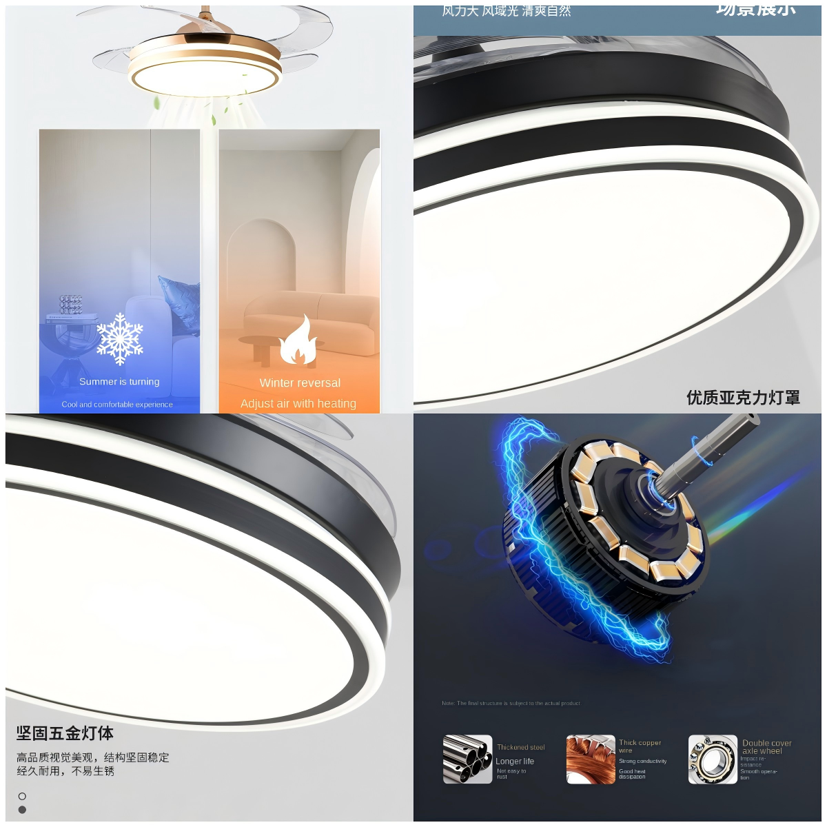 Wholesale factory Crystal Chandelier Ceiling Fan 52 Inch Bluetooth Mute Ceiling Fan Remote Control