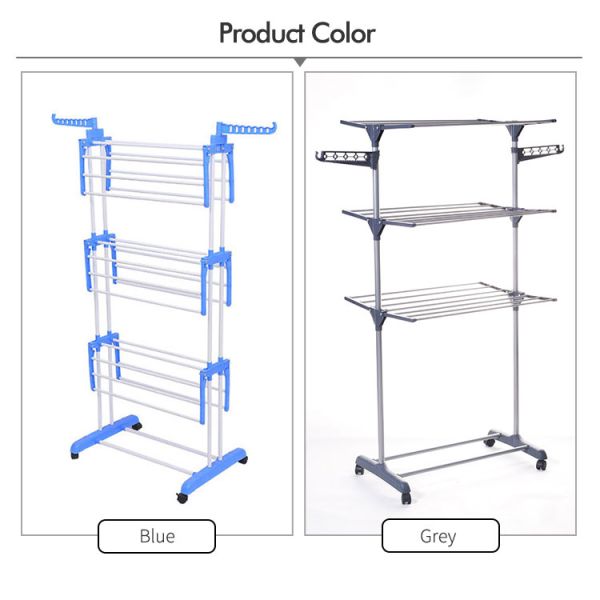 Adjustable 3 Layers Foldable Clothes Drying Rack Stainless Steel Frame