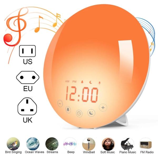 Quality RoHS 7 Colors Smart WiFi Wake Up Alarm Clock Light Tuya APP Works With Alexa for sale