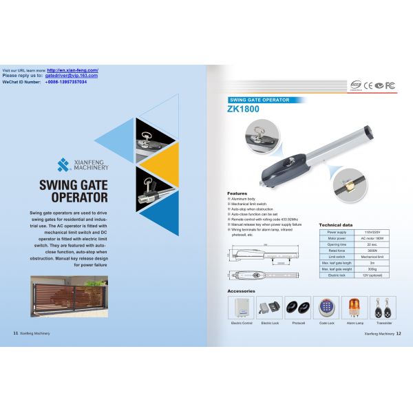 Swing Gate Operator Motorized Actuator