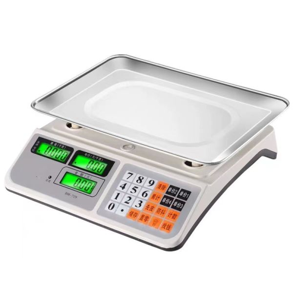 Bench Scale LCD Display White Color Heavy Duty Body 420g Stainless Iron Tray Plate Electric Scale 40kg Capacity High Precision Load Cell