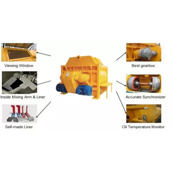 Large Capacity Concrete Mixer Machine Ready Mix YJS1000 Double Shaft Cement Mixer