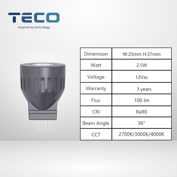 2.5W 12V MR8 LED Bulbs 2700K Ra90 Dimmable LED Spotlight With GU4 Base Type