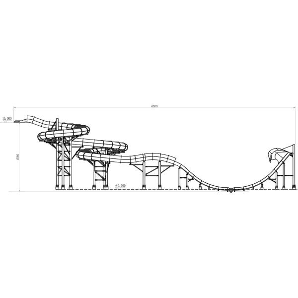 Fiberglass Water Park Slide Commercial 15m Dual Flume Cobra Water Slide