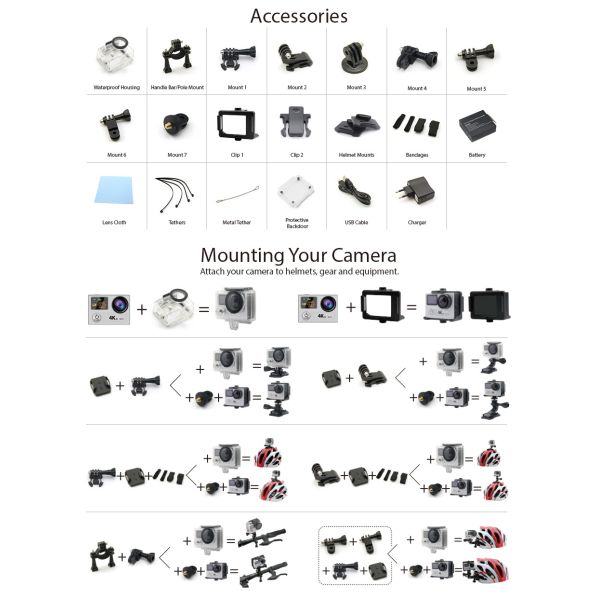 H2 Action Camera HD 4K Wifi Video Waterproof Cam Remote Control Extreme Sport Camera DV