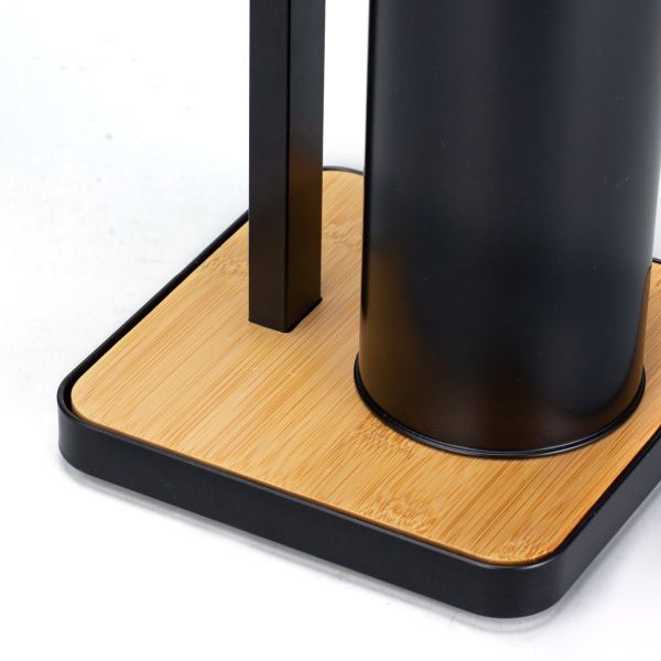 21*18*67cm Multifunctional Matt White Toilet Roll Holder Stand And Bamboo Toilet Brush Set With Modern Design For Your