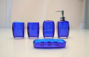 Dark Blue Painting Bathroom Collection Sets Tumbler , Tooth Brush Holder