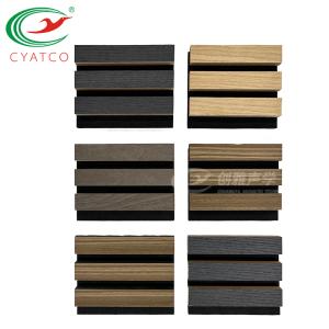 Wholesale 12mm MDF Thick Wood Grille Wall Panels Interior Decoration Wood Polyester Fiber Composite 3D Panel from china suppliers