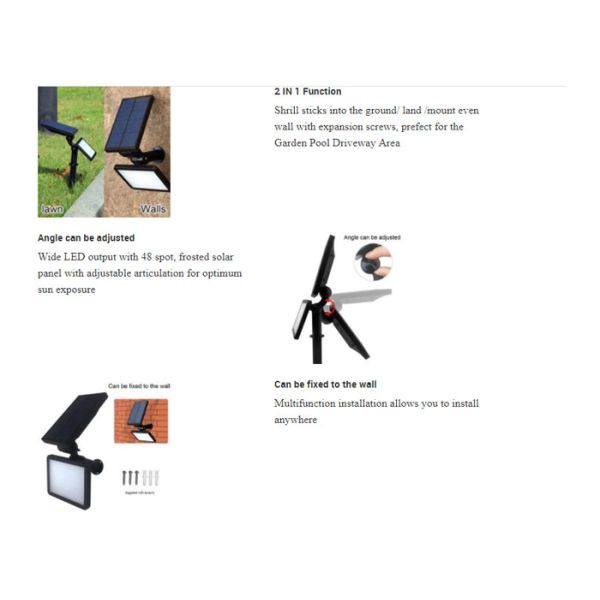 Solar Garden Lamp Solar Ground Lamp Waterproof Ip65 48 Led Solar Lamp Easy To Use Lamp