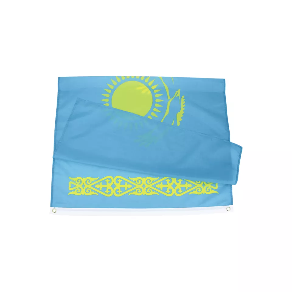 100% Polyester Kazakhstan Country Flag 3X5ft Custom Digital Printing / Screen Printing