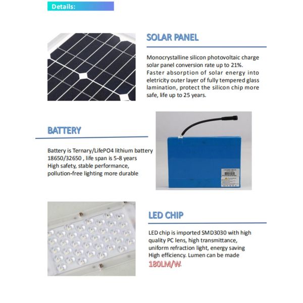 Integrated Solar Powered Street Light Outdoor Solar Parking Lot Light Warm White