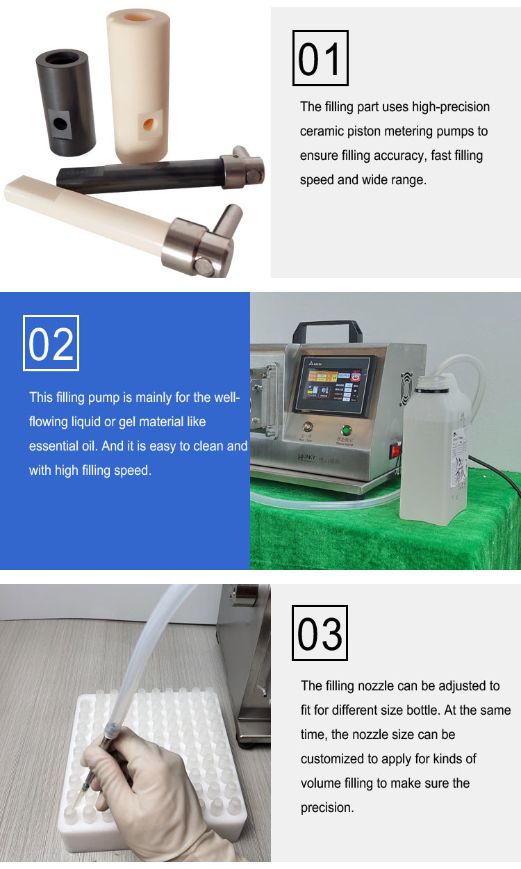 Desktop Conveyor Type Small Vial Filling Machine With High Precision For Small Batch Bottle Filling