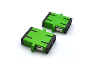 SC Simplex Adapter DX Single Mode , Green Color Flanged Coupling Adapter