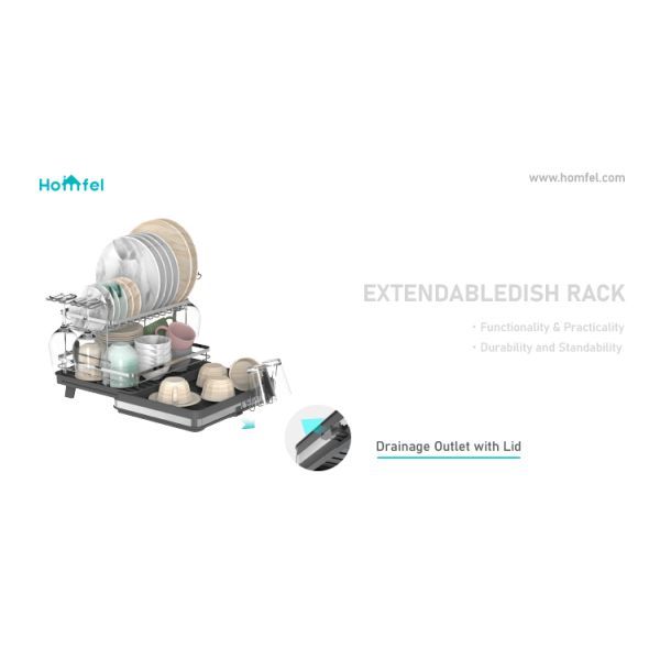 Floor Type 2 Tiers Big Capacity Collapsible Multifunctional Foldable Dish Rack Dish Drainer Board for Dish and Bowl