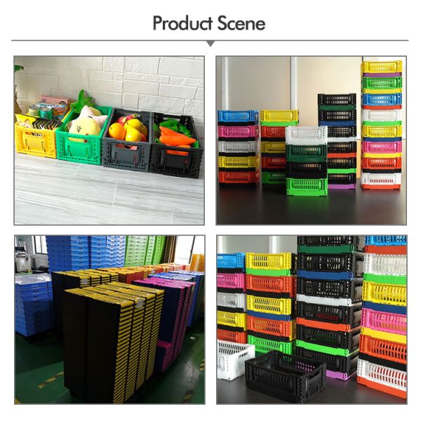 PP Plastic Stackable Folding Storage Crate With Handle